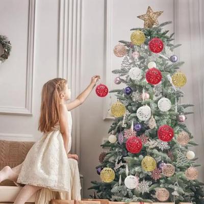 6 Stück 6CM Weihnachten Glitzer Ornament Kugeln Rot Gold Weihnachts Kugel Anhänger Dekorative Kunststoff Weihnachtsbaum Dekoration Party