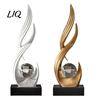 Artistic Ornament for TV Cabinet Abstract Decorative Sculpture with Clear Crystal Ball, Modern Flowing Curve Tabletop Decor Statue Golden Office Desk