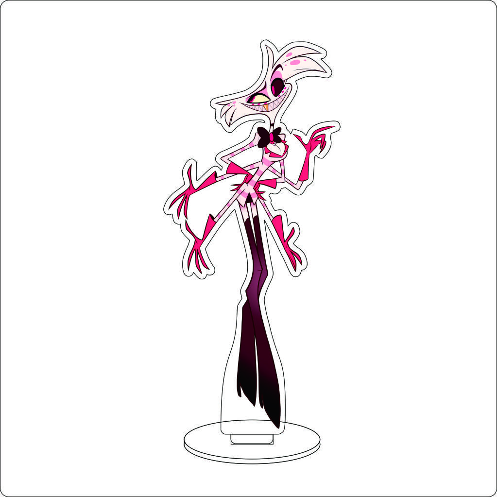 

16CM Anime Cosplay Acrylic Stand Ornaments Charlie Morningstar Vaggie Angel Dust Figure Stand Halloween Gifts 16CM