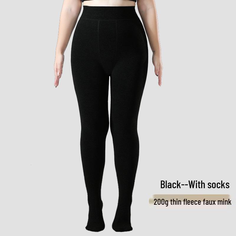 Women's Plus Size Warm Autumn/Winter Leggings: Velvet-Lined, Cotton, No Drooping, Fits Up To 200 Jin