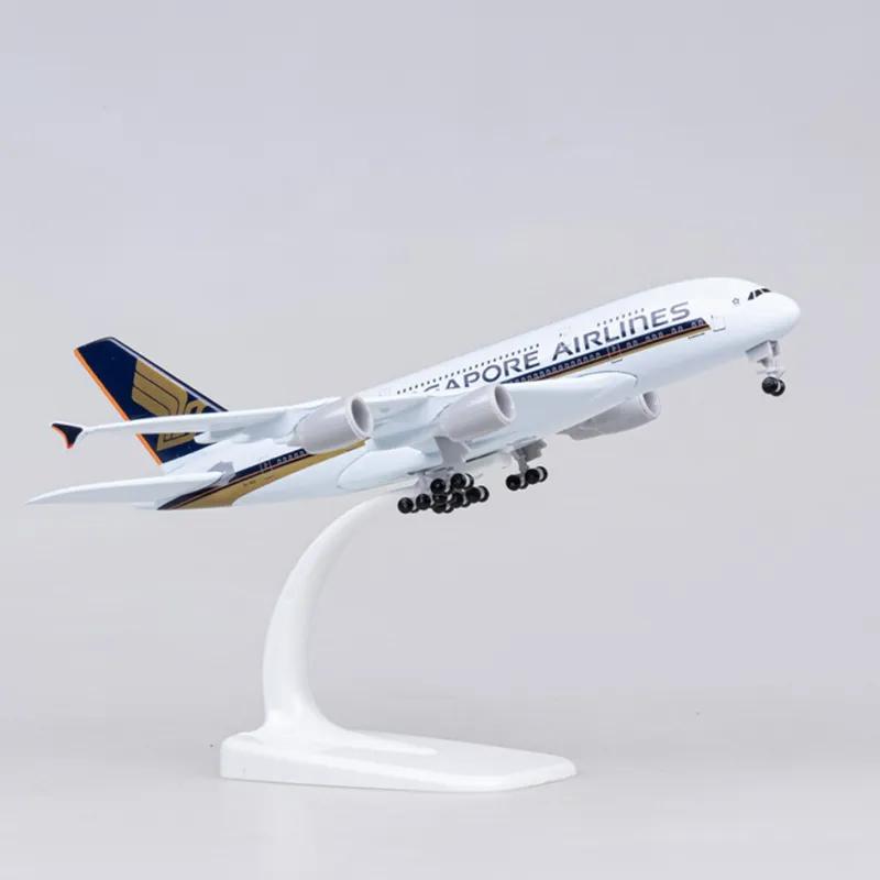 Metal Scale Aircraft Singapore A380 Airplane Model Miniature Plane Toy18cm Alloy Metal Airbus 380 Diecast Airplane For Collectio