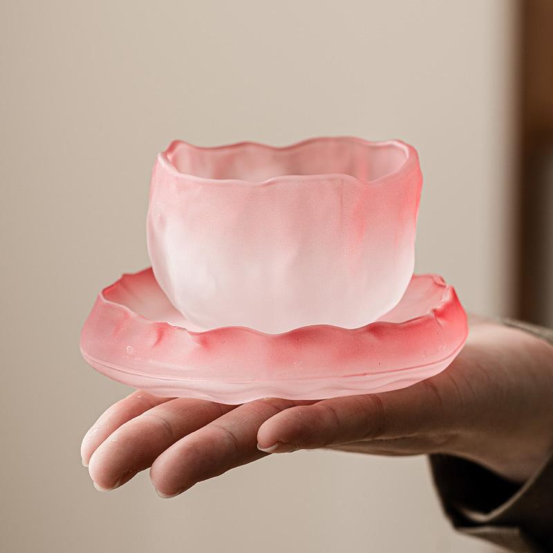 Glas Teetassen Set Nachmittagstee Teetasse Milch Fruchtsaft Behälter Farbe Dekorativ Kaffeetasse Kuchen Snack Schale Becher Teegeschirr