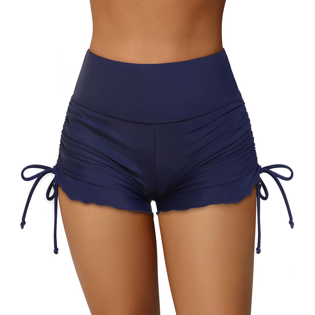 Charmleaks Women Swim Shorts High Waisted Swimsuit Shorts Side Drawstrings Swim Bottom Board Shorts