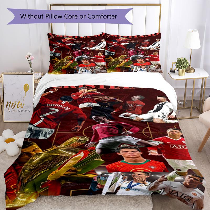 Cristiano Ronaldo Bettwäsche-Set Atmungsaktiver Bettbezug mit Kissenbezügen Dekorative Bettwäsche für Schlafzimmer Heimdekoration Geburtstagsgeschenk
