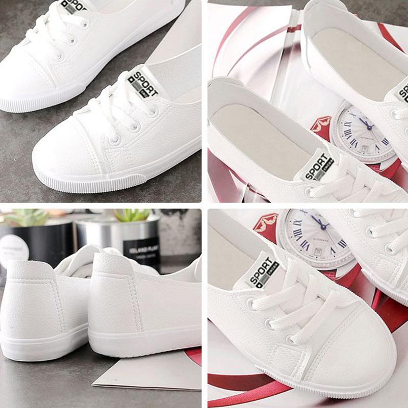WTEMPO Summer Women's Single Shoes Round Toe Flat Sole White Cross Lace-up Low Heel Flat Shoes Breathable Comfortable Anti-slip Soft Sole Work Shoes