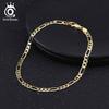 ORSA JEWELS 100% 925 Silver Italian 3.3mm Diamond-Cut Figaro Chain Bracelet for Women Handmade Party Jewelry SB66