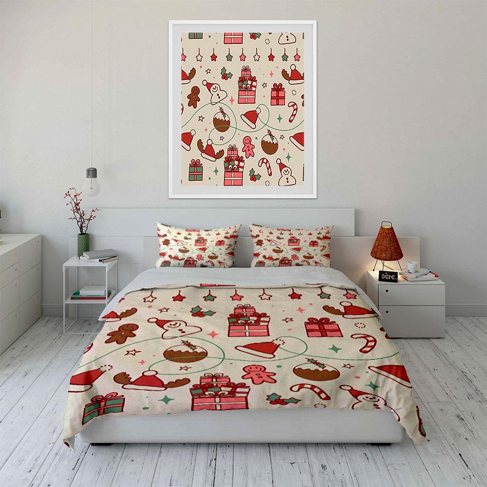 Christmas Gifts and Pattern Bedding Duvet Cover Set Duvet Cover Pillowcases  (1*Duvet Cover 2*Pillowcases, without duvet insert)