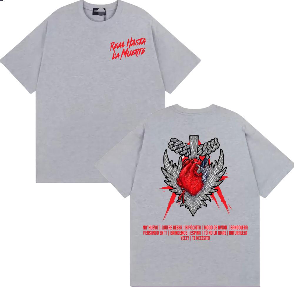 Rapper Anuel AA Real Hasta La Muerte Album Merch Tshirts Men Womens Clothing Vintage Short Sleeve Oversized T Shirt Streetwear