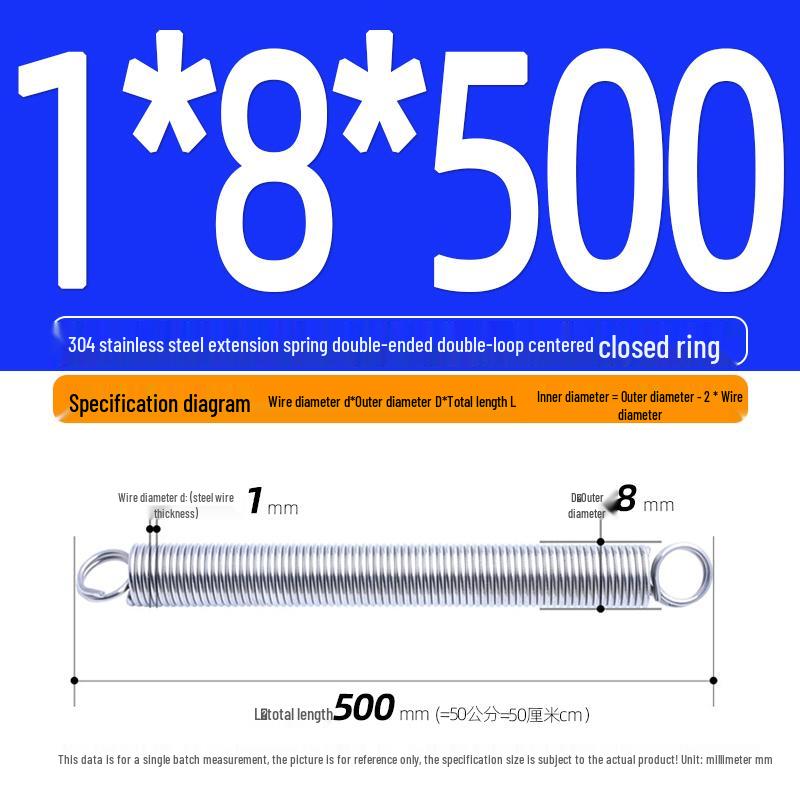 Arc de extensie din oțel inoxidabil 304 de 500 mm cu cârlige deschise și inel cu buclă dublă, personalizabil.