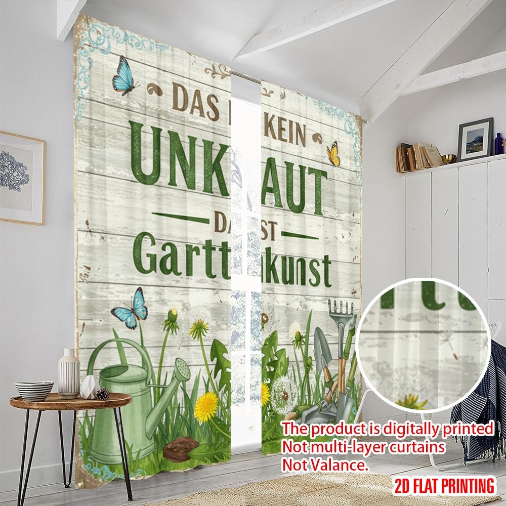 2pcs 2D Flat Printing Curtain Garden Dandelion Bloom Polyester Without Electricity Holiday Decorations Perfect for Outdoor and