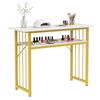 Heim-Nagelkunsttisch mit Ablagefach, Manikürtisch Marmorstruktur Goldener Rahmen Nagelkunsttisch für Professionelles Schönheitsstudio