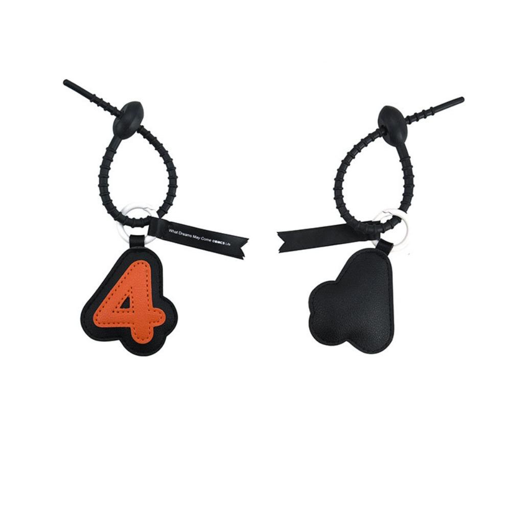 

Hand-sewn Lucky Number Car Key Chain Anti-lost Leather Key Ring Ornament Accessories Style E