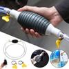 Manual Liquid Siphon Pump, Portable PVC Fuel Oil Transfer Hose with Metal Clamps, Power‑Free Hand Pump for Oil Water Extraction