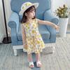 2 Teile/satz Mädchen Kleid + Hut Baumwolle Komfortable kinder Kleid Sommer Kleid Floral Mädchen Ärmelloses Kleid Für Kinder