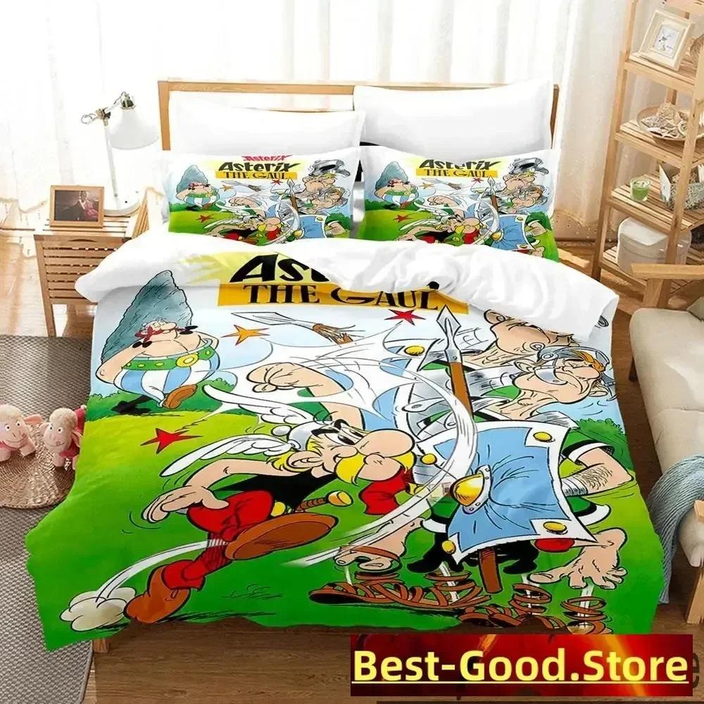 

3D Print Gaul Hero Asterix Bedding Set Duvet Cover Sheet Printed Bed Set Pillowcase Bed Full Queen King Size Comforter Bedroom EU Single 135x200cm