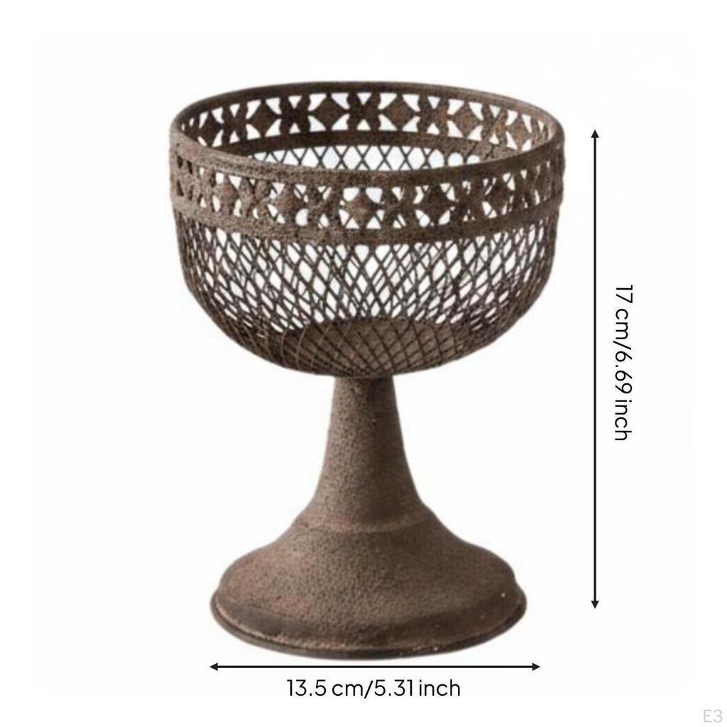 Decorative Iron Planter Distressed Finish Pedestal Antique Style Home Decoration L