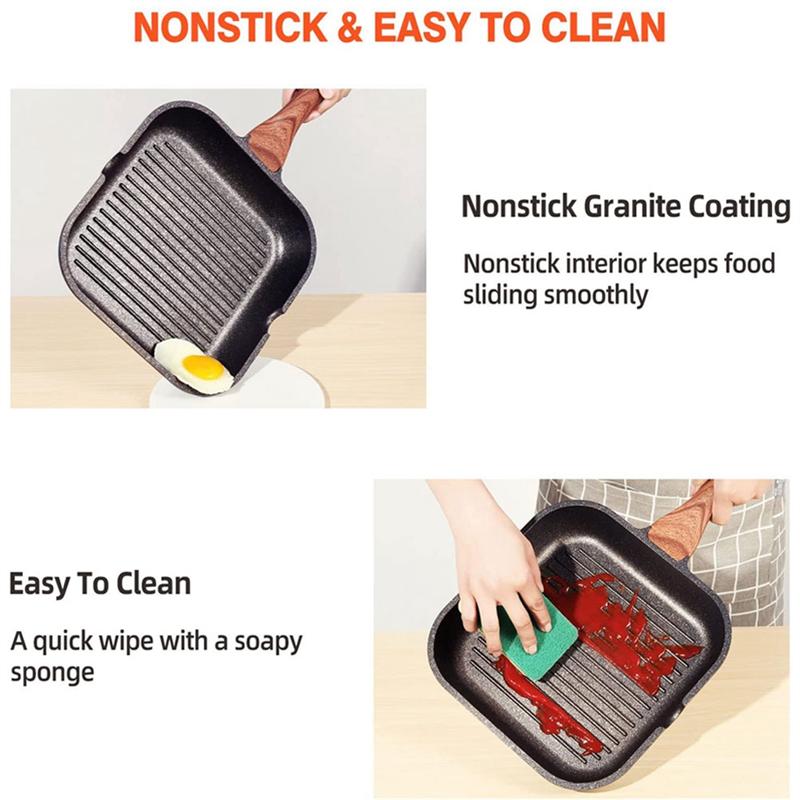 Grill Pan Aluminium For Stove Tops Non-Stick Marble Coating Aluminum Induction Steak Pan With Pour Spout