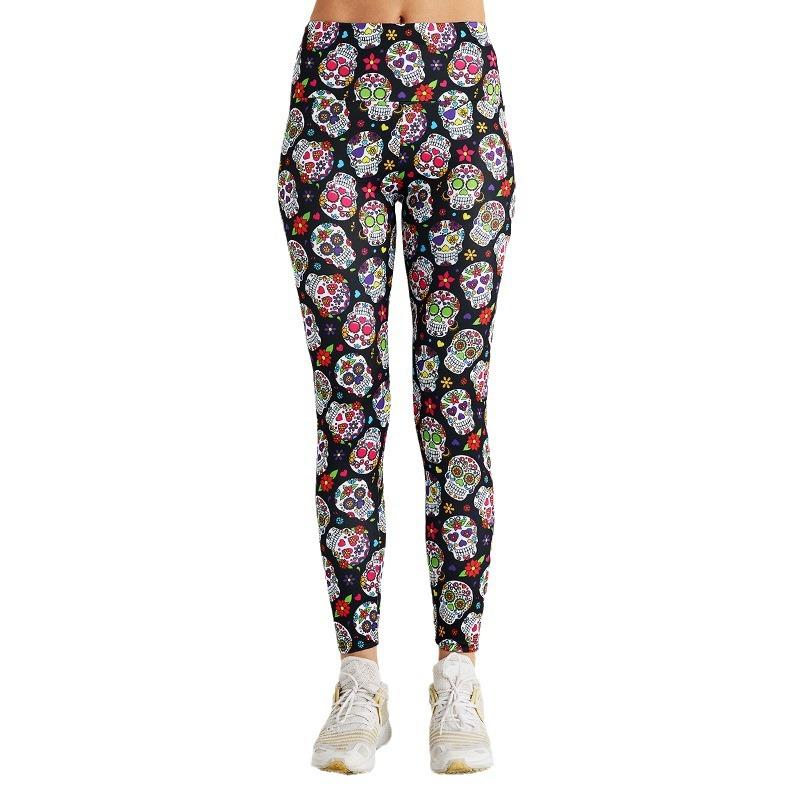 New Women's Skull Print Yoga Pants High Waist Exercise Fitness Pants Exercise Yoga Women