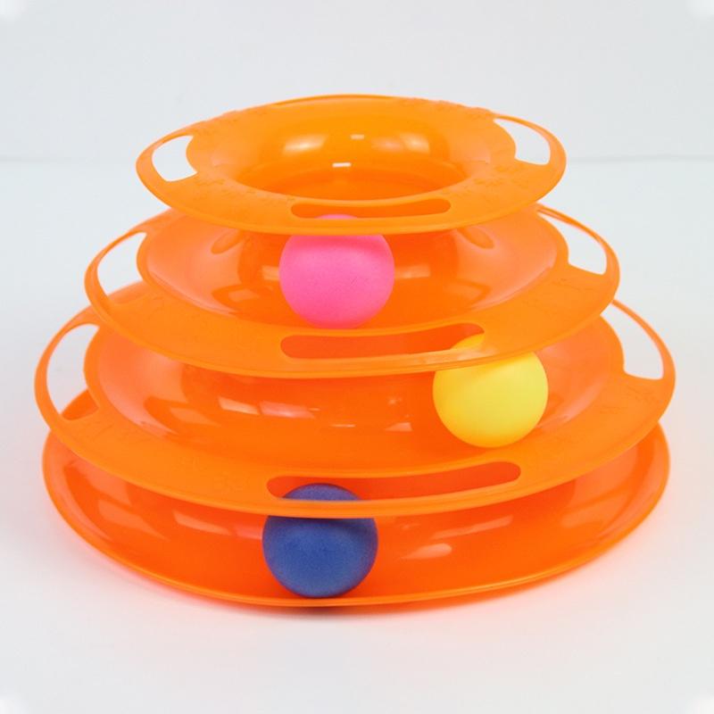 3/4 Levels Cat Toy Tower Turntable Roller Balls Toys Interactive Intelligence Training Track Puzzle Funny Games Accessories