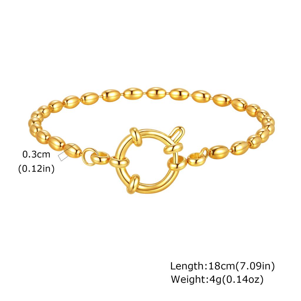 Fashion Stainless Steel Bubble Buckle Gold Bracelet Twist Chain Bead Separator Chain Round Snake Chain Nc Chain Women'S Jewelry 2465