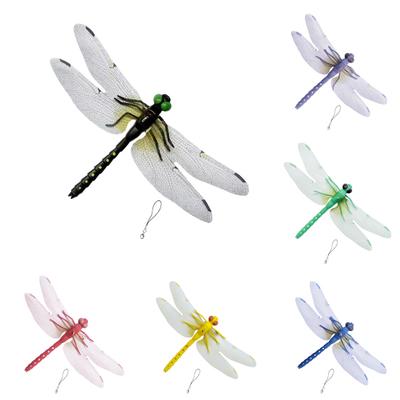 3D Simulation Dragonfly Outdoor Fake Dragonfly with Keychain Artificial Insect Model for Garden Yard Courtyard Patio Flower Beds