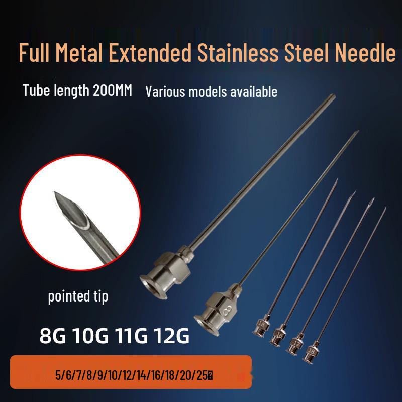 200mm Precision Stainless Steel Dispensing Needle with Pointed and Flat Tips