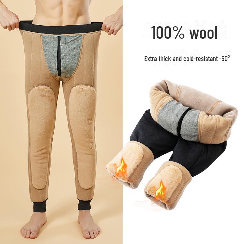 

Мужские шерстяные флисовые брюки с высокой талией и наколенниками, очень толстые и теплые, идеально подходят для людей среднего и пожилого возраста. 3XL