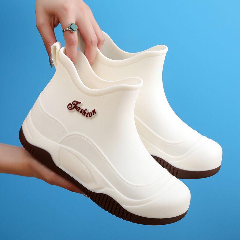 

Жіночі водонепроникні нековзкі короткі гумові чоботи, з оксамитовою підкладкою, легкі, на пласкій підошві 38