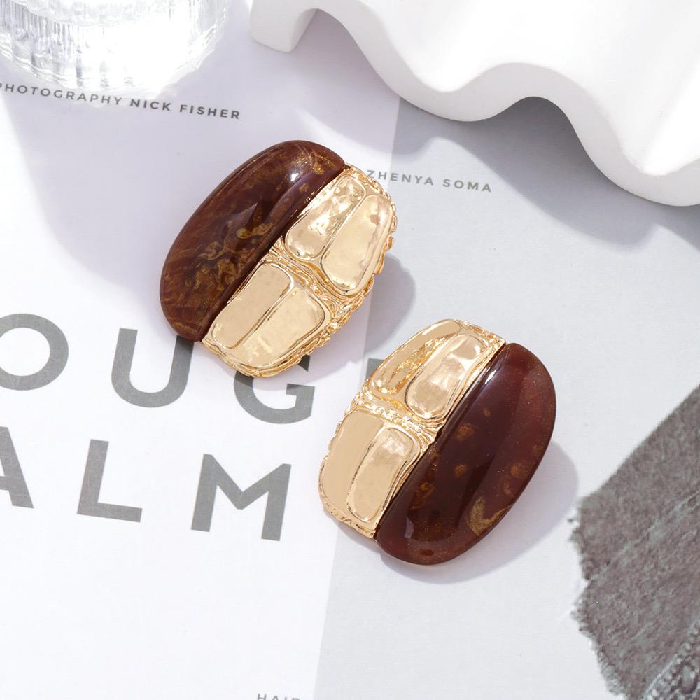 

Ретро Тренд Незвичайні Коричневі Бурштинові Смоляні Сплайс Сережки для Жінок Перебільшені Осінньо-Зимові Сплавні Ювелірні Вироби Подарунок Новинка 2024