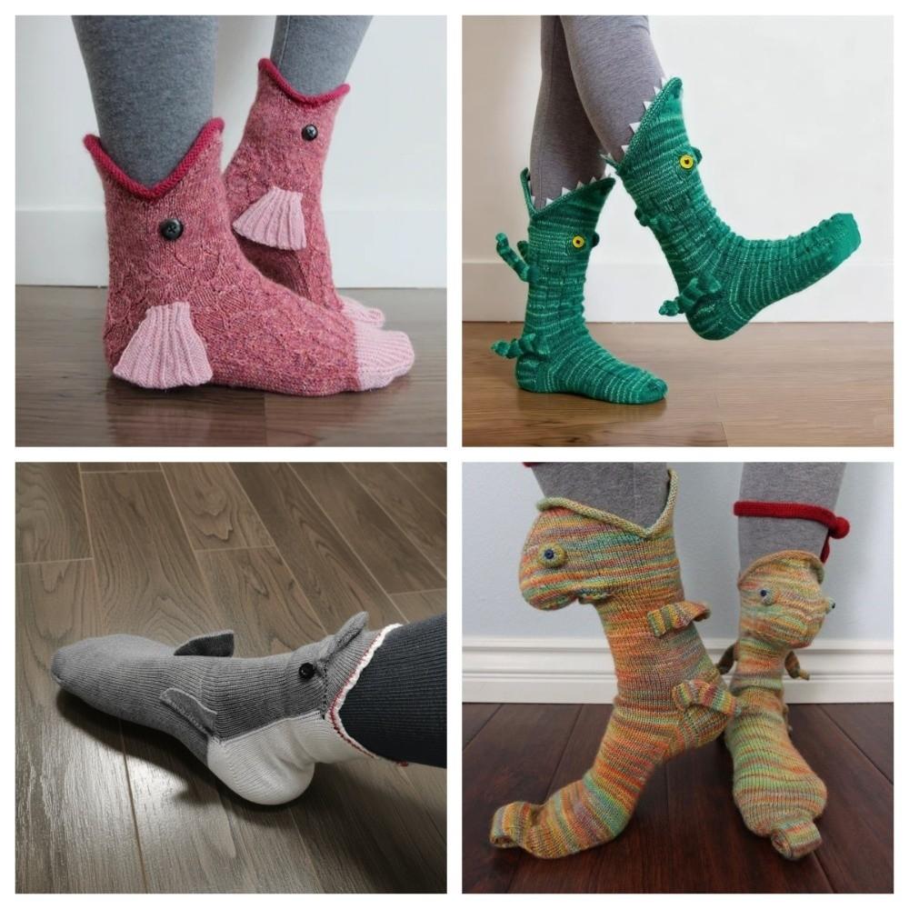 Breathable Knitted Socks Soft 3D Floor Socks Shark Crocheted Animal Socks  Stocking Stuffers