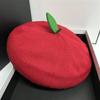 Autumn and Winter Beret Japanese Soft Girl Painter Hat Girl Cute Little Leaf Bud Hat Fruit Orange Spring and Summer Breathable