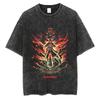 Hip Hop Washed Vintage T Shirt Streetwear Tops Japanese Anime Fullmetal Alchemist Print Tshirt Cotton Casual Summer Tshirts