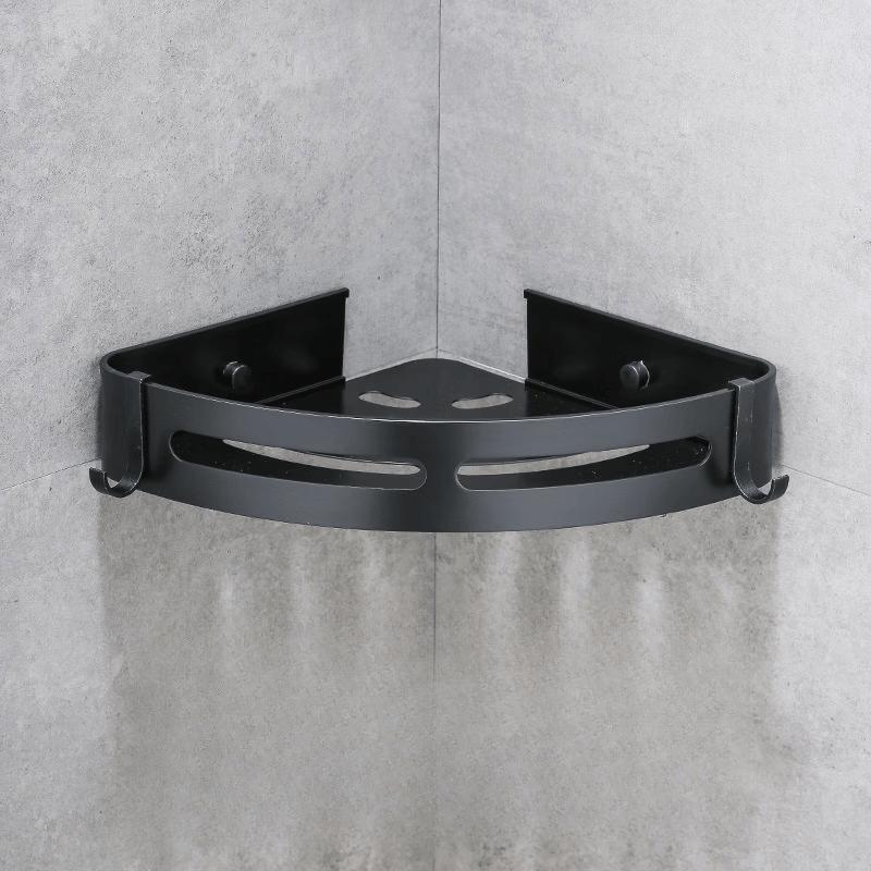cmaos Black Aluminum Wall-Mounted Corner Shower Caddy (2-Pack)