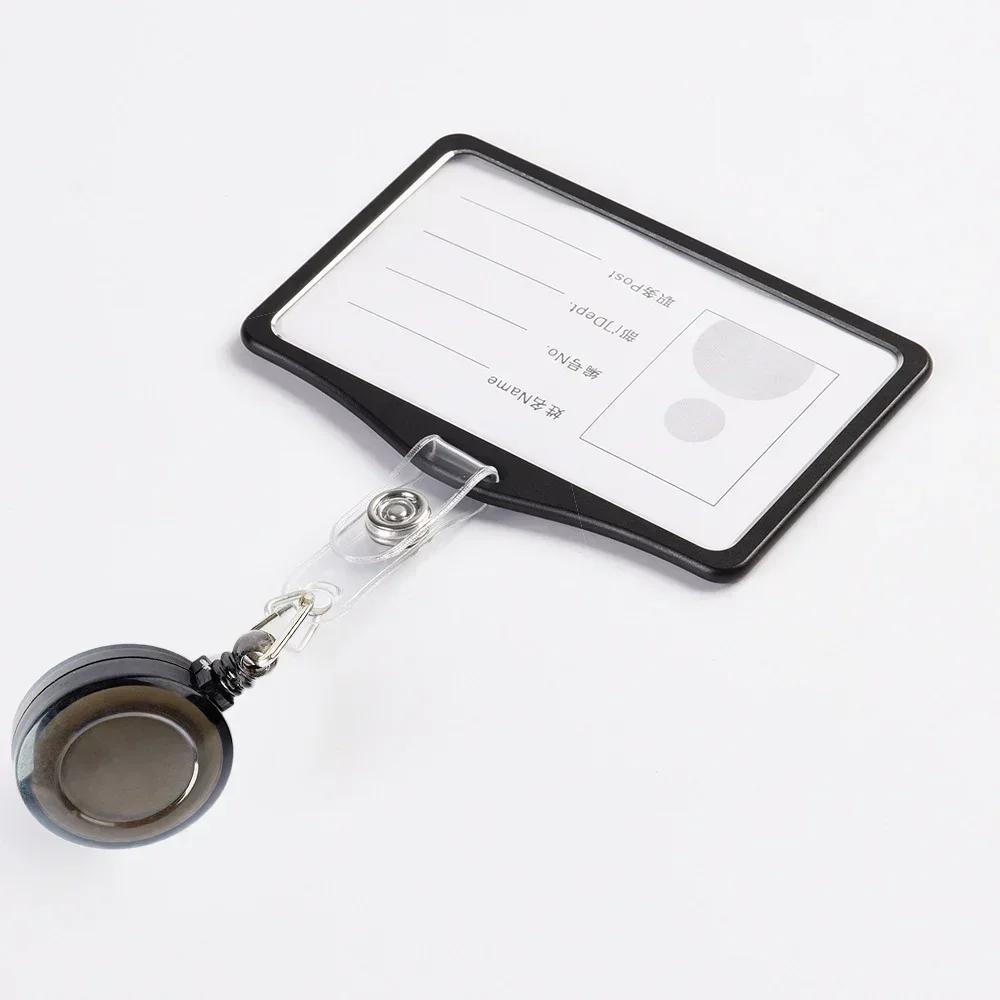 Student Retractable Badge Reel ID Card Holder Cover Case Nurse Badge Lanyards Fashion Metal Card Holders Set for Women Men