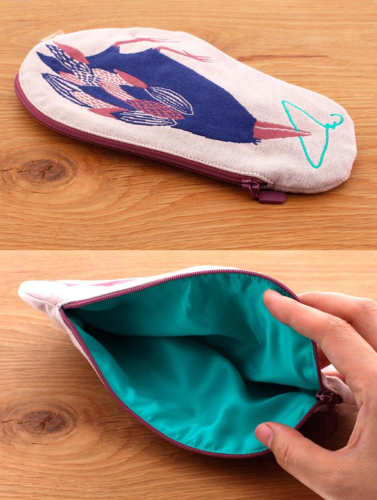 Kusunokibashi Monori Morita MiW Pouch, Crow, Beige, A-65936-90-BE, 22 x 13 cm