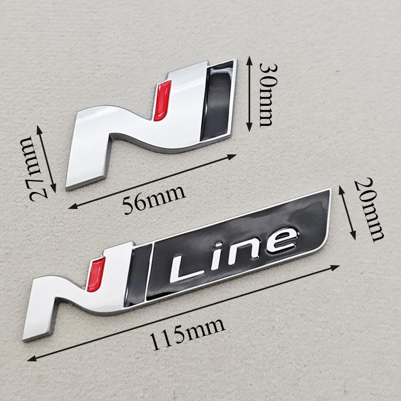 HWCB2 3D Metal NLine N Logo Rear Boot Trunk Emblem Front Grille Badge Decal For Hyundai I20 I30 Sonata Kona Elantra Tuson Car Stickers