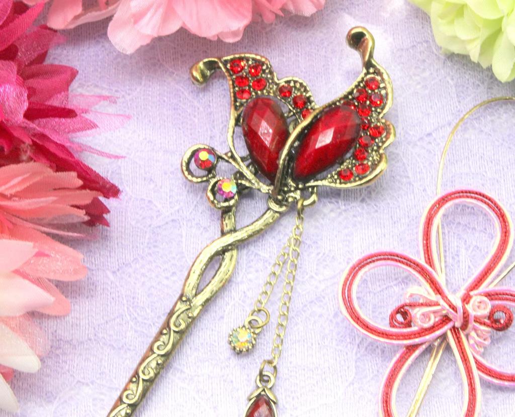 Miaomyao Single for Japanese and Metal Hair Butterfly Antique Muted Hair Miaomyao Hairpin, Hairpin, Clothing, Tomesode, Kimono, Yukata, Ornament,