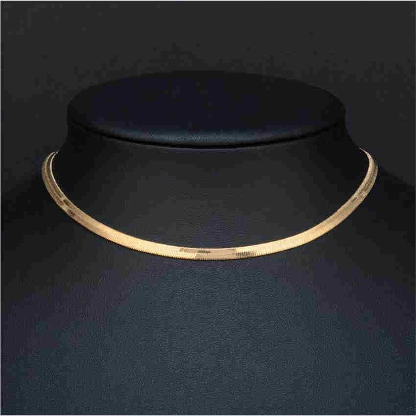 Серебряное Ожерелье Плоская Змеиная Кость Ключица Цепочка Женская Модная Бижутерия Простая Индивидуальность Цепочка для Пары золотой