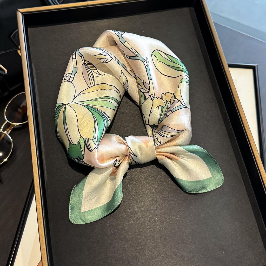 100% Silk Scarf Women Shawls Wraps for Ladies Foulard Scarves Pashmina Neckerchief Female Hijab Bandana 53cm Fashion bufanda