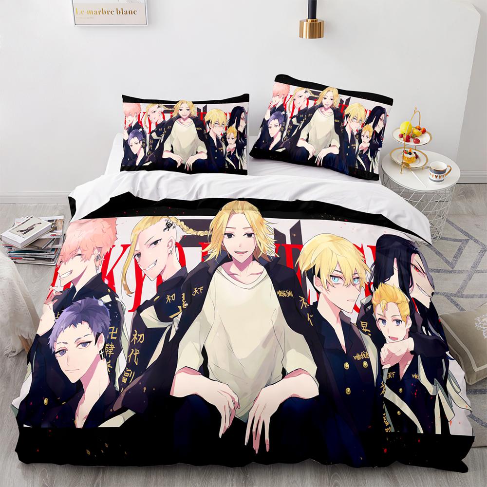 New Anime Tokyo Revengers Bedding Set Single Twin Full Queen King Size Bed Set Adult Kid Bedroom Duvet Cover Sets Home Textiles