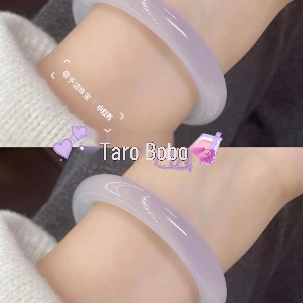 One-Step Glass-Like Jade Bangle: Xiaohongshu Style, Natural Buzhichun Ice-Clear, Women's High-Ice Round Design.