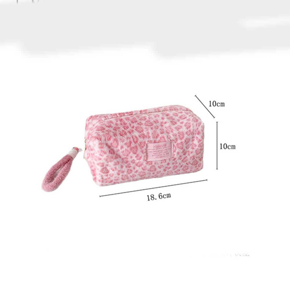 Flauschige Leopardenmuster Kosmetiktasche Große Kapazität Make-up Tasche für Mädchen Weiche Plüsch Damen Kosmetiktasche Ins Stil Organizer Taschen
