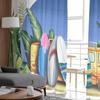 Beach Bus Tropical Leaves Summer Sheer Curtains For Living Room Kitchen Window Curtains Bedroom Tulle Voile Curtains