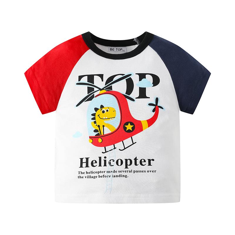 

Футболка с короткими рукавами и рисунком динозавра для мальчиков - легкая летняя одежда для детей младшего и среднего возраста 90 cm