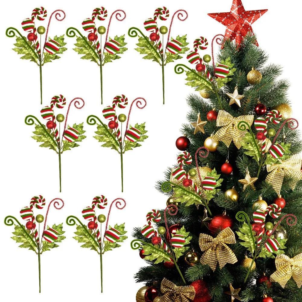 Christmas Artificial Red Red Green Candy Flowers Xmas Tree Decorations Party New Year Christmas Supplies Home Decorations Gifts