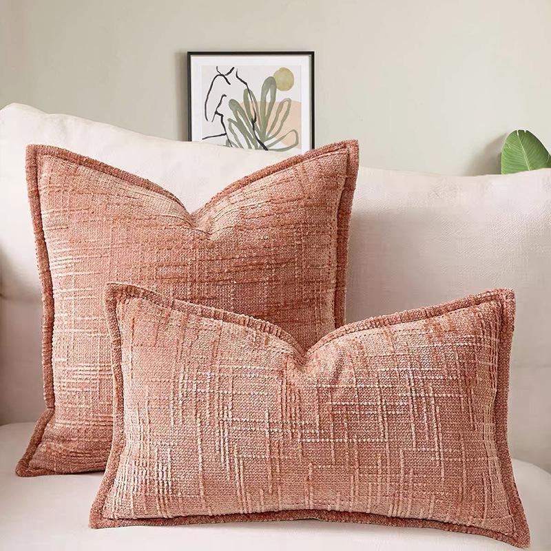 Woven Thick Cushion Cover Yarn Texture Throw Pillow Covers Edge Pressed Sofa Cushion Covers for Home Bedroom Living Room Decor