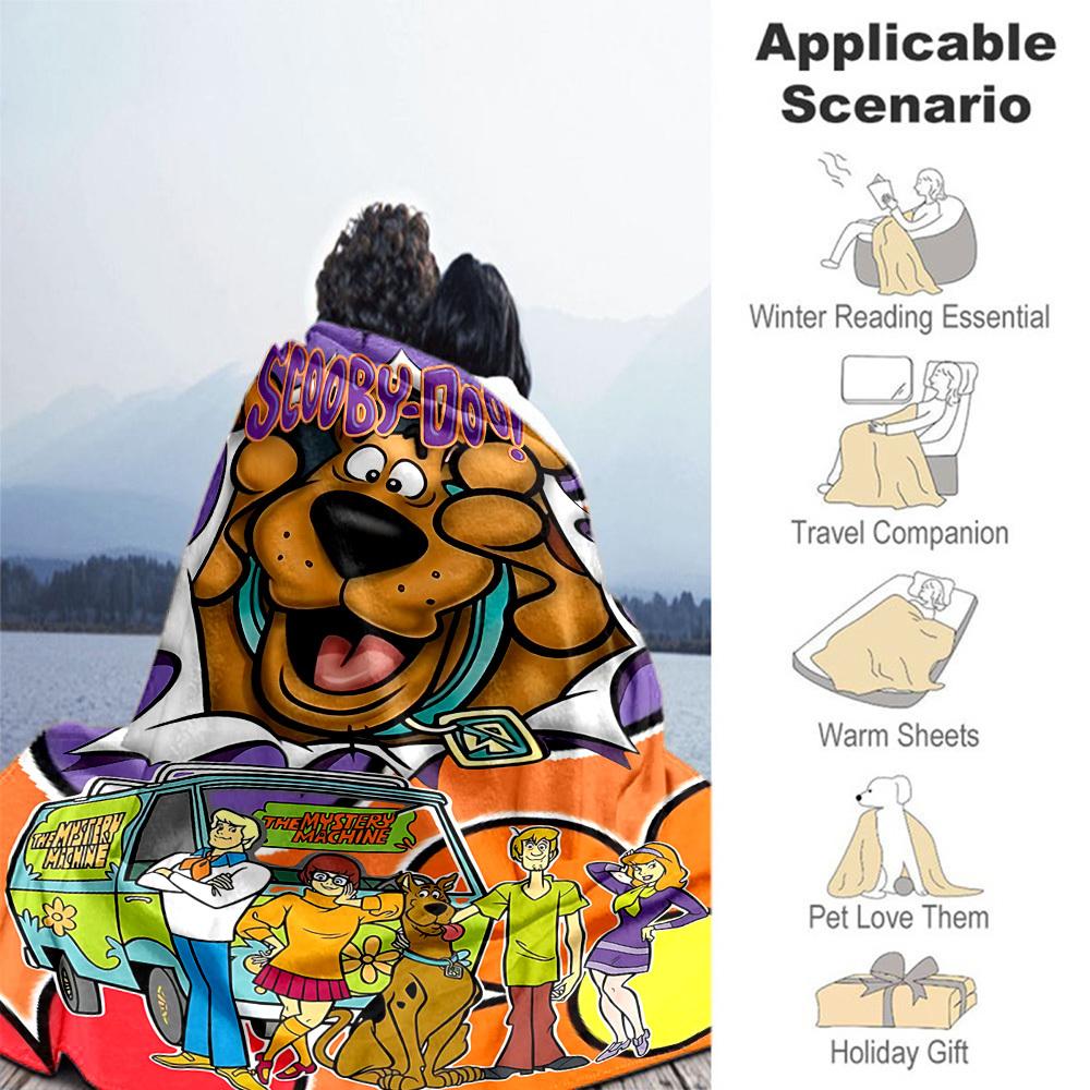 1pz Coperta da Esterno Scooby Doo in Flanella Leggera, Morbida e Calda, Utilizzo Stagione Unica per Divano