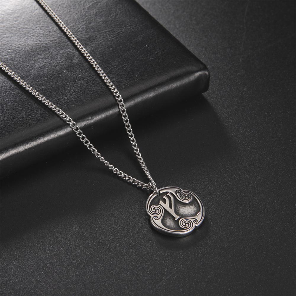Vintage Norse Rune Necklace Viking Jewelry Stainless Steel Pendant Wicca Amulet Gift for Men Women