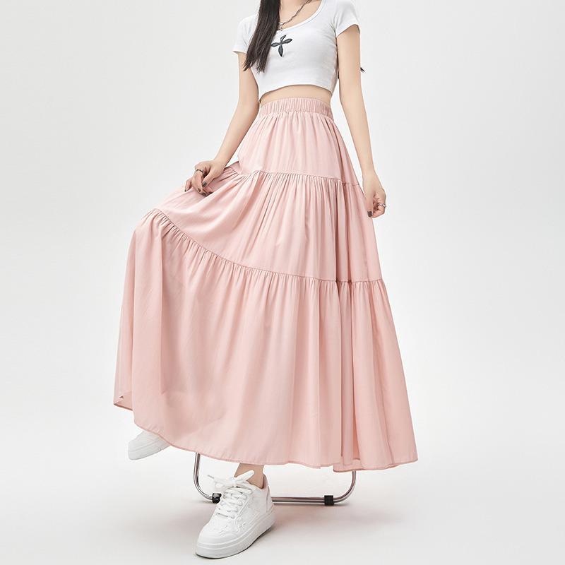 Women's French-Style High Waist A-Line Drape Skirt - Spring/Summer Casual Long Cake Design