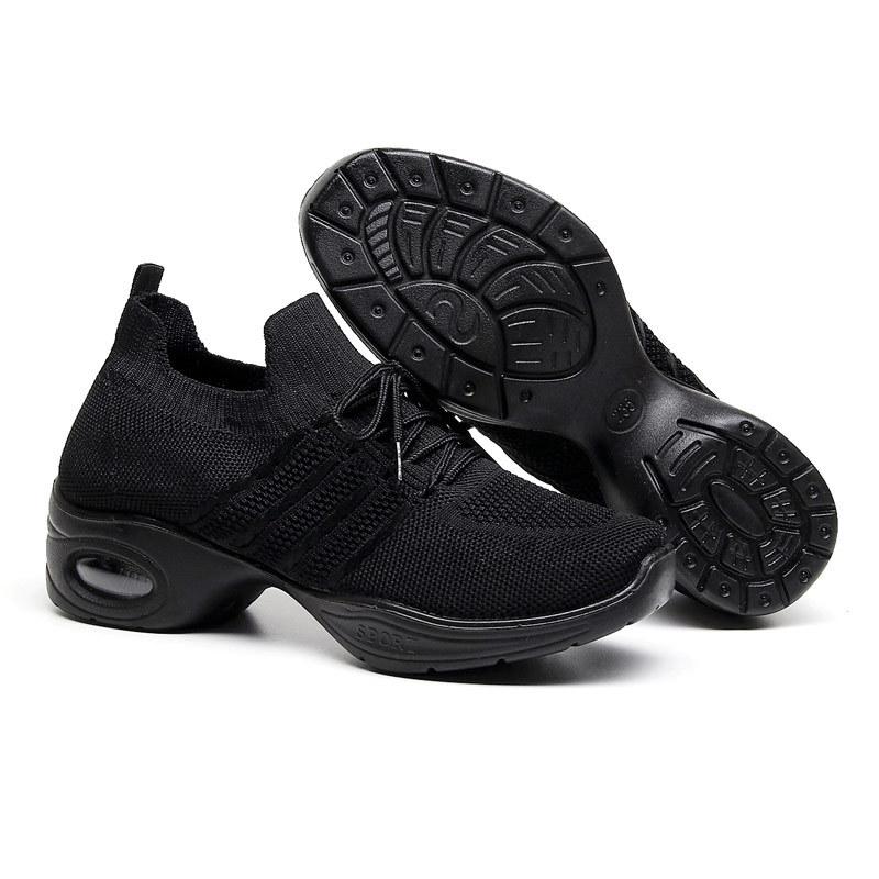 Spring Women's Versatile Flyknit Cloth Shoes, Breathable Non-Slip Soft Sole Dance & Casual Shoes